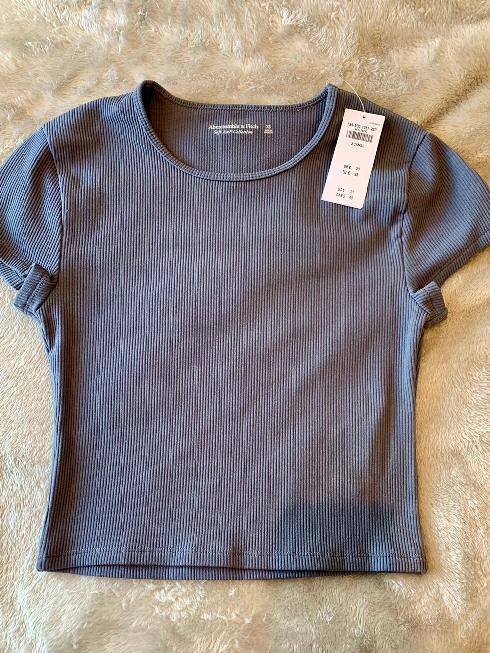 Abercrombie & Fitch Slate Blue Ribbed Short Sleeve Tee